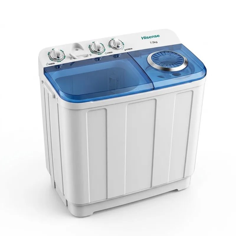 Machine à Laver Semi-Automatique HISENSE 7,5 Kg Twin Tub WS75HA3W – Double Bac Lavage & Essorage