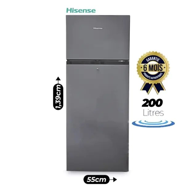 Réfrigérateur Combiné Double Porte Hisense RD27 - 200L - Gris - Haute Efficacité Énergétique - Garantie 12 Mois