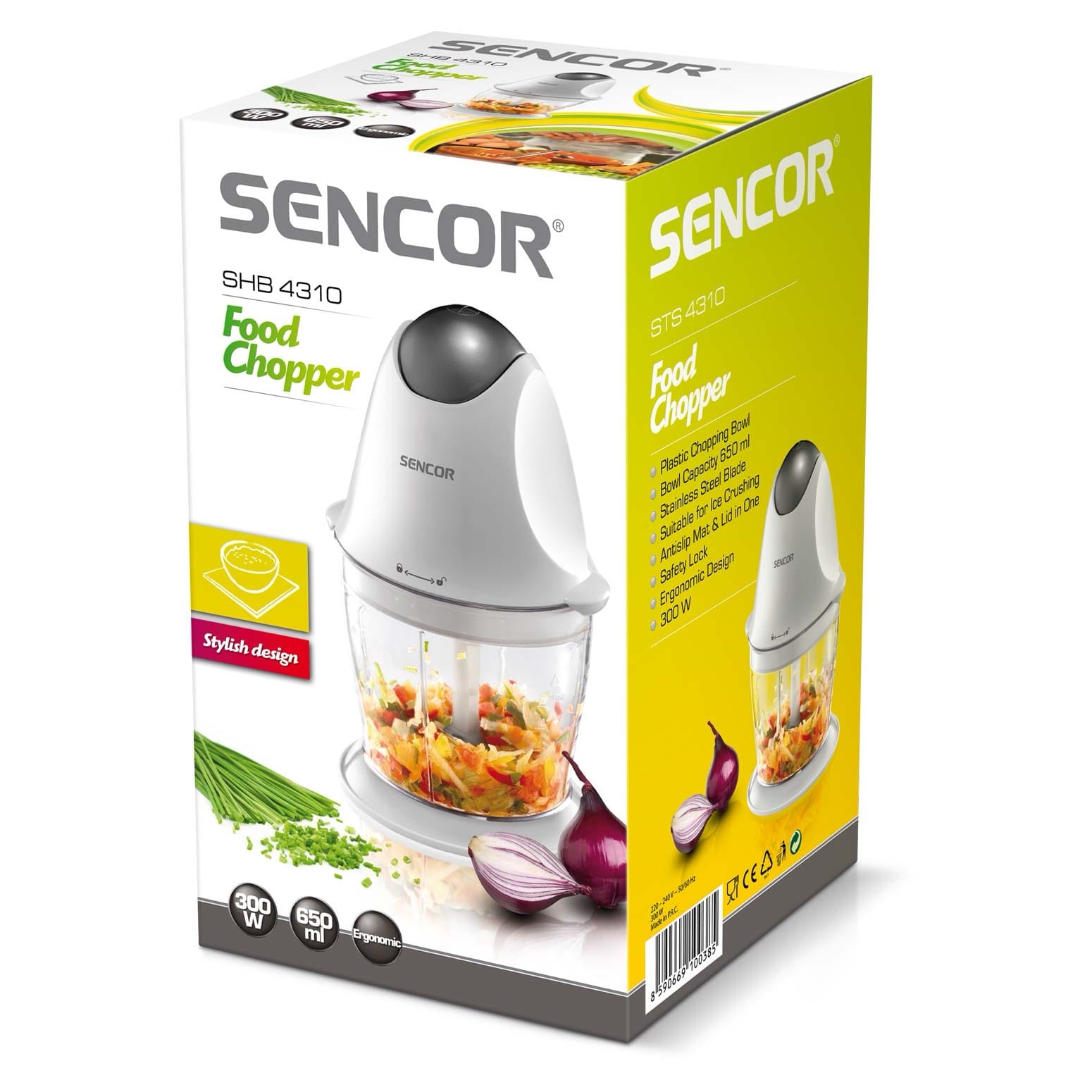 SENCOR SHB 4310 – Hachoir à Aliments Multifonction 300 W – Lame Inox, Bol 650 ml