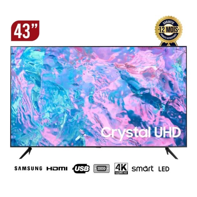 Téléviseur Smart TV Samsung UA43CU7000UXY - 43 Pouces - 4K Ultra HD - Garantie 12 Mois