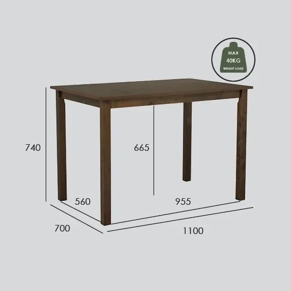 Ensemble Table à Manger en Bois Massif avec 4 Chaises - PATINA - Couleur Cacao/Moka - Siège et Dossier en Vinyle - Design Élégant et Durable