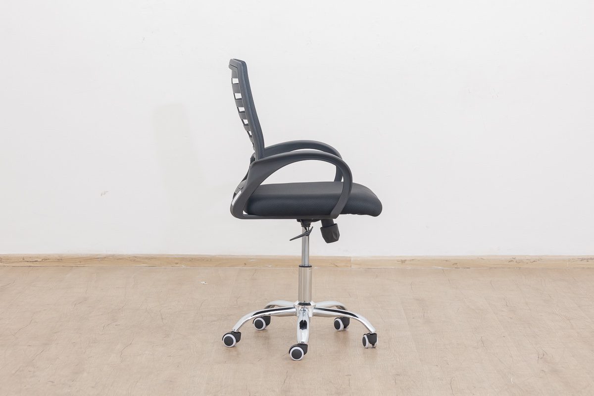 Chaise de Bureau Ergonomique COBY (HT-7008B) – Design Moderne, Dossier Bas en Résille, Tissu Noir