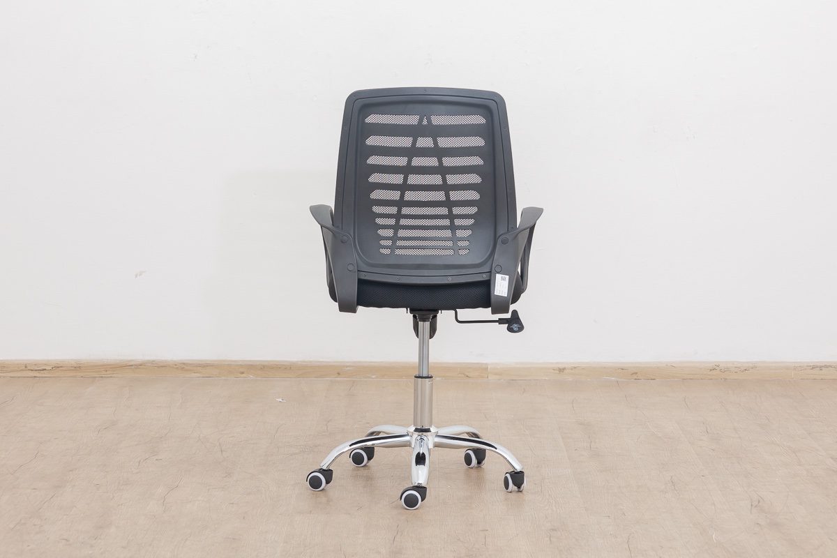 Chaise de Bureau Ergonomique COBY (HT-7008B) – Design Moderne, Dossier Bas en Résille, Tissu Noir