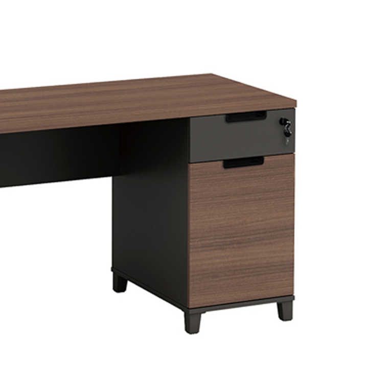 Bureau Workstation en Chêne Brun Foncé et Noir – Dimensions 160x75x75 cm | Design Moderne et Fonctionnel