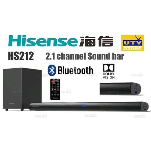 BARRE DE SON SANS FIL HISENSE HS212 - 120W - 2.1 CANAUX - BASSES PUISSANTES - BLUETOOTH & HDMI ARC