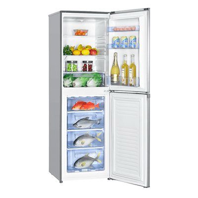 Réfrigérateur Combiné SOLSTAR 253L – Inox, Fontaine à Eau, Classe A+