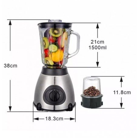 Blender Kenwood KE-2268 Ice Crusher Inox – 1,5L, 650W, 5 Vitesses – Avec Broyeur de Glace et Mini Hachoir – Garantie 1 An