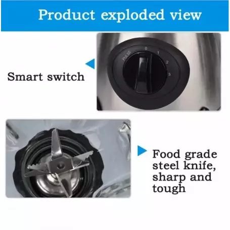 Blender Kenwood KE-2268 Ice Crusher Inox – 1,5L, 650W, 5 Vitesses – Avec Broyeur de Glace et Mini Hachoir – Garantie 1 An