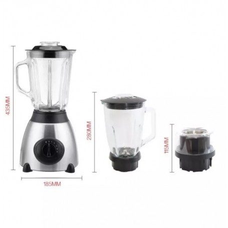 Blender Kenwood KE-2268 Ice Crusher Inox – 1,5L, 650W, 5 Vitesses – Avec Broyeur de Glace et Mini Hachoir – Garantie 1 An