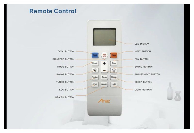 Climatiseur Split Amaz 18000 BTU – 2CV – Gaz R410 – Refroidissement & Chauffage – Modèle 18KAL991
