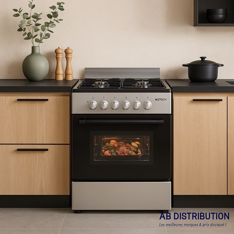 Cuisinière ASTECH 4 Feux 60x60 à Gaz – Four avec Grill – Modèle CK-60LDRM