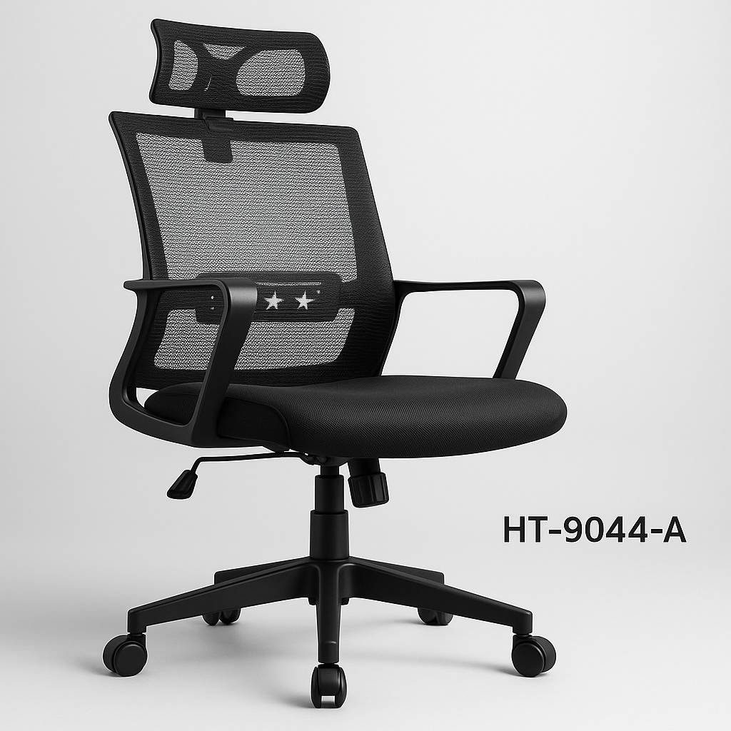 Chaise de Bureau Ergonomique HT-9044-A – Soutien Lombaire, Appui-Tête & Dossier Mesh Respirant