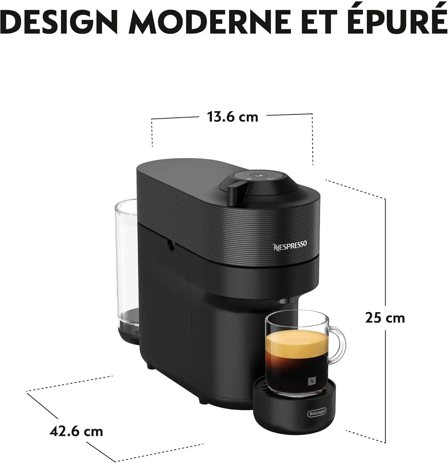 Machine à Café Nespresso DeLonghi Vertuo Pop ENV90B – Centrifusion™, Espresso & Mug, 1260W, Réservoir 1.1L – Noir Mat
