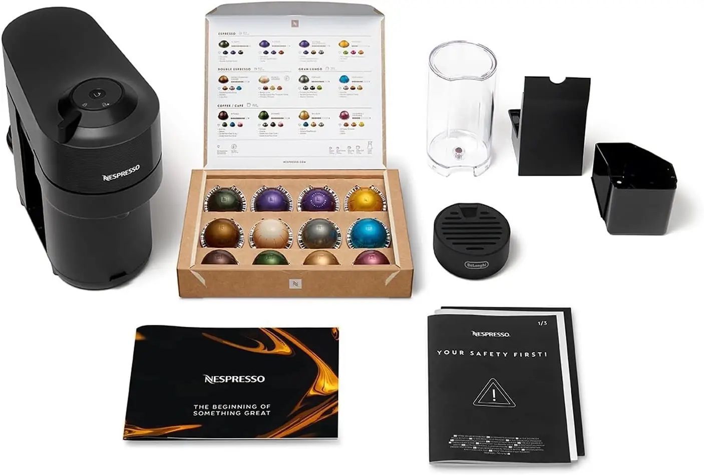 Machine à Café Nespresso DeLonghi Vertuo Pop ENV90B – Centrifusion™, Espresso & Mug, 1260W, Réservoir 1.1L – Noir Mat