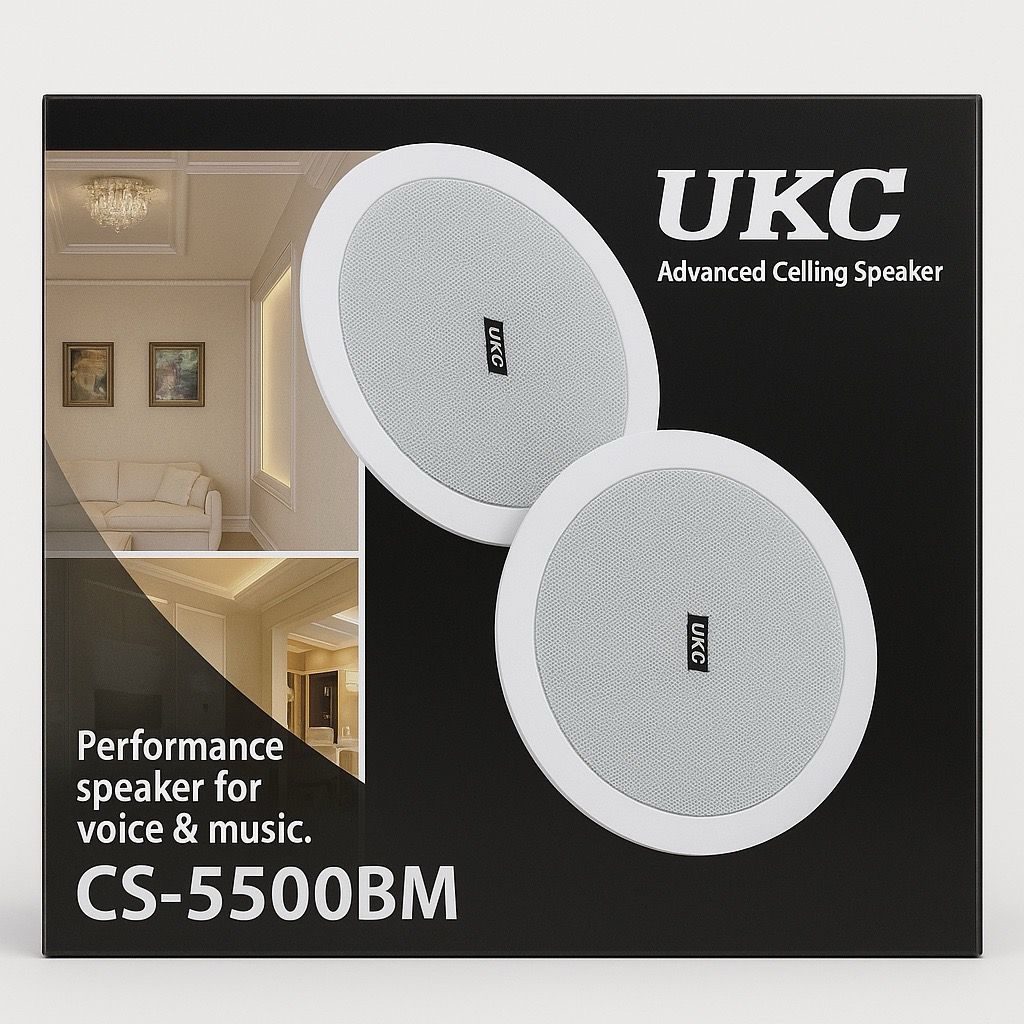 Haut-parleur de plafond étanche - UKC CS-5500BM 6W - Encastrable 5,5’’ Blanc
