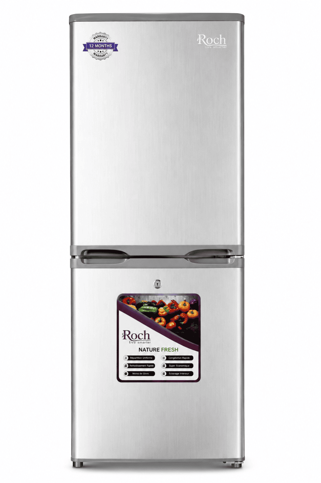 Réfrigérateur - Combiné - Roch - 140L Gris 3 Tiroirs – RFR160BB - Garantie 12 mois