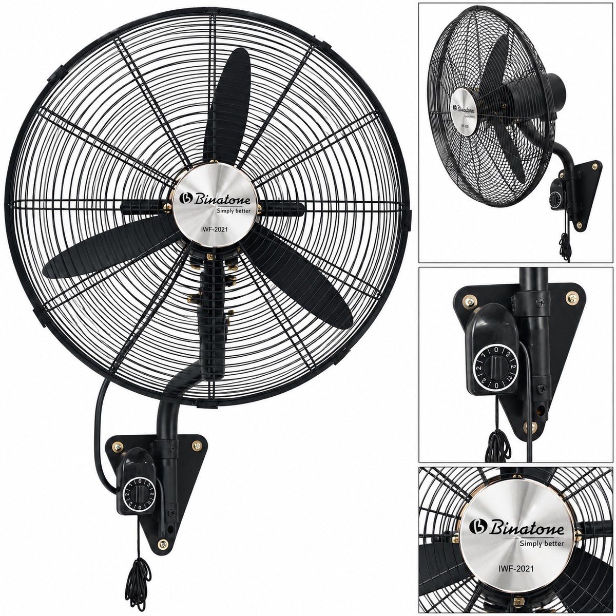VENTILATEUR MURAL INDUSTRIEL BINATONE IWF-2021 – 20 POUCES – 130W