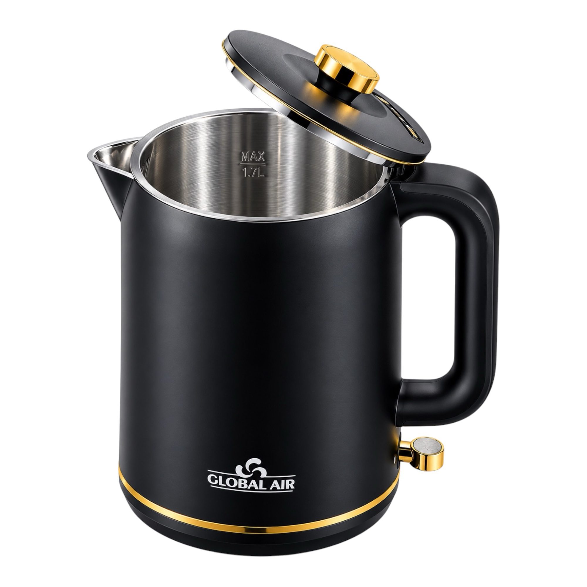 BOUILLOIRE ÉLECTRIQUE GLOBAL AIR GE1060 – 1,7 L, 1785 W, NOIR ET DORÉ