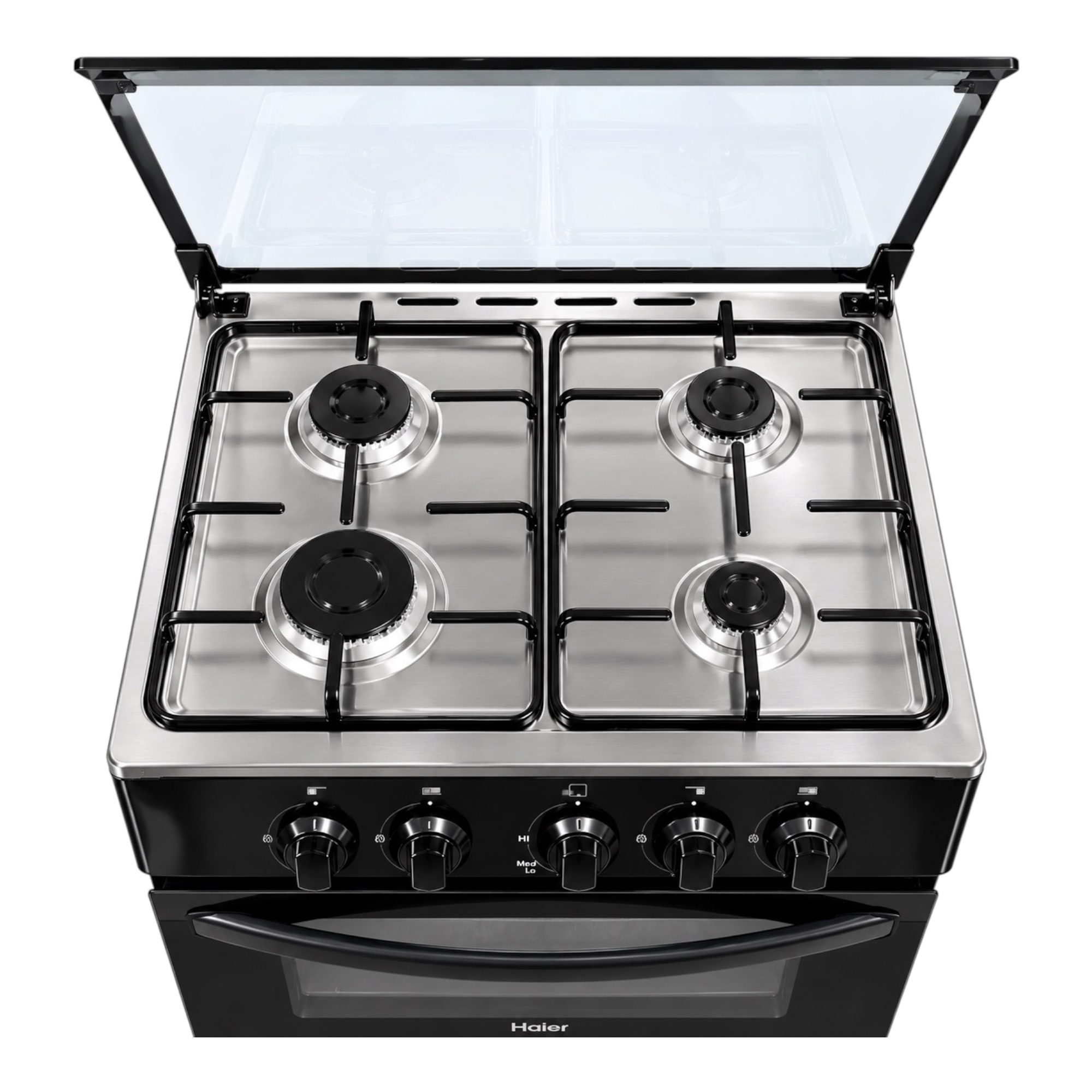 CUISINIÈRE À GAZ - HAIER - HRG5400ADNMB – 4FEUX 50/50 AVEC FOUR ET GRIL