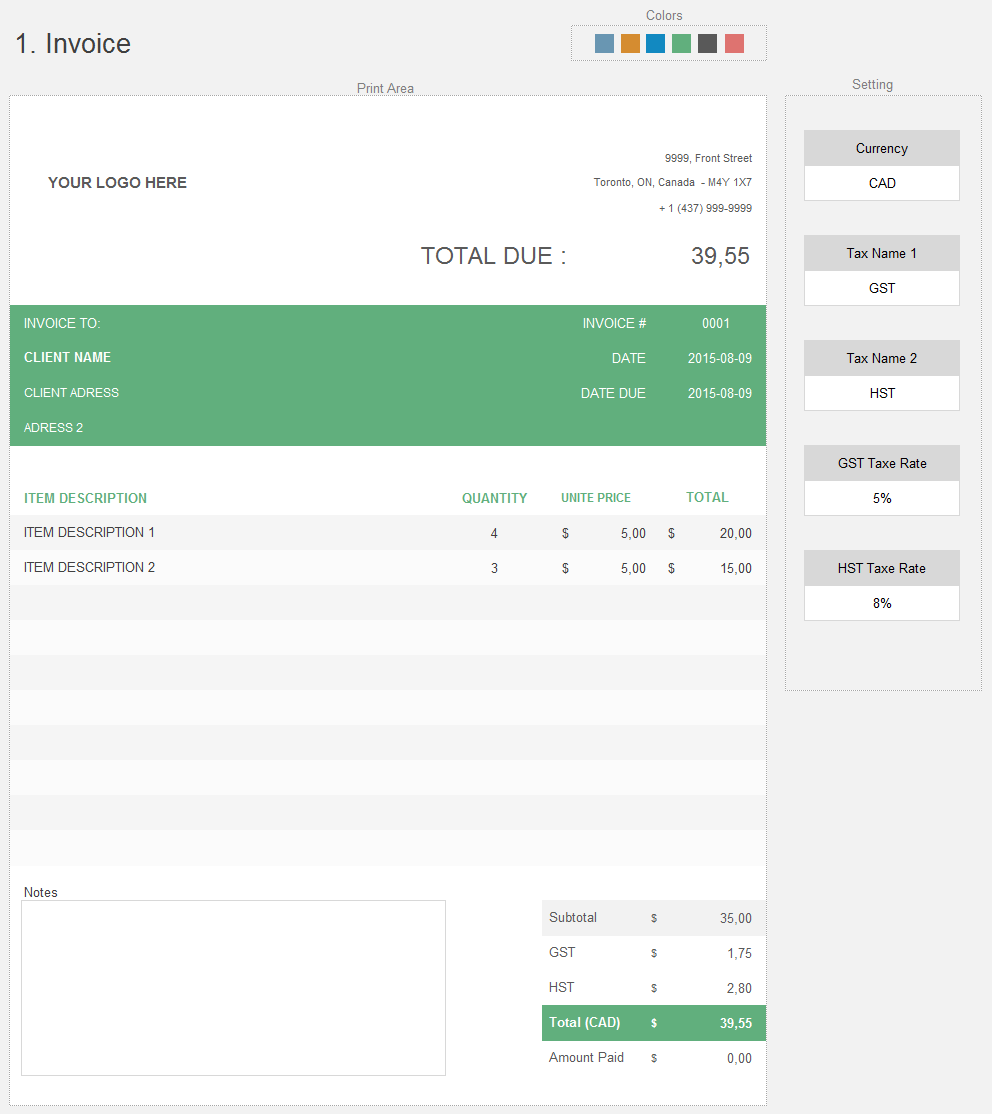 Australian Tax Invoice Template Excel