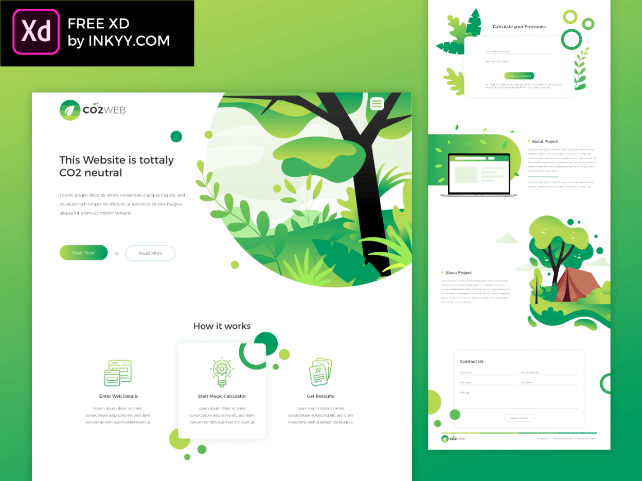 Nature Website Template Free XD Resource Adobe XD Elements