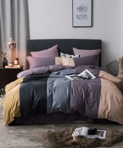 Fiorella 100% Cotton coffee grey purple green pink Duvet Cover Set