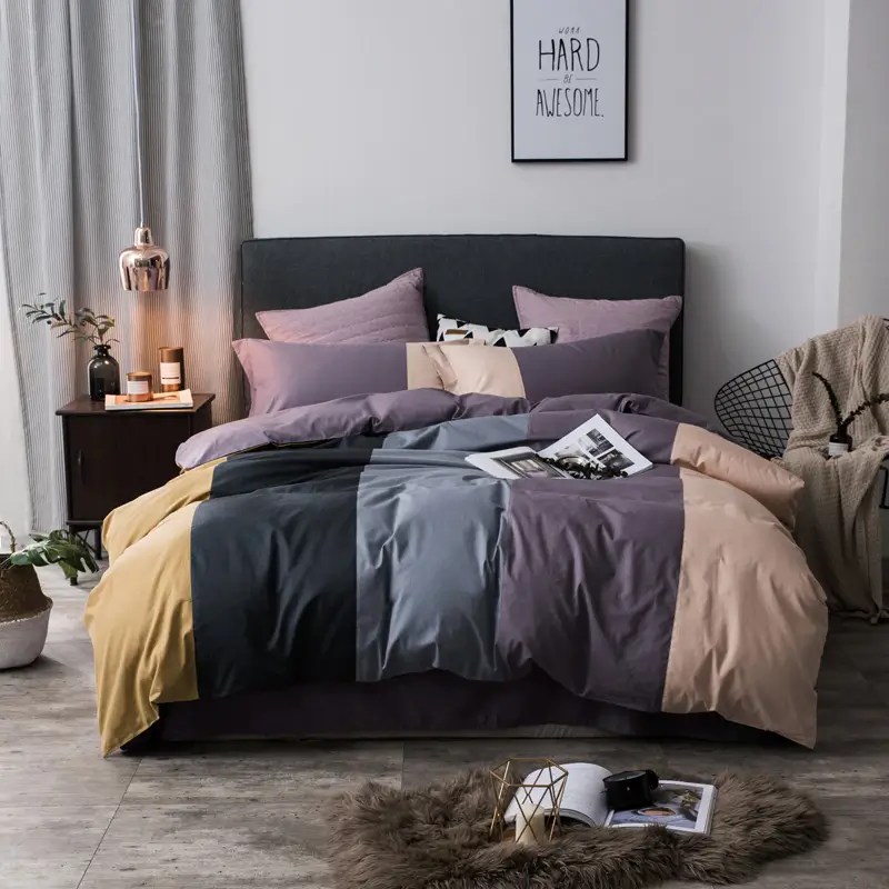 Fiorella 100% Cotton coffee grey purple green pink Duvet Cover Set
