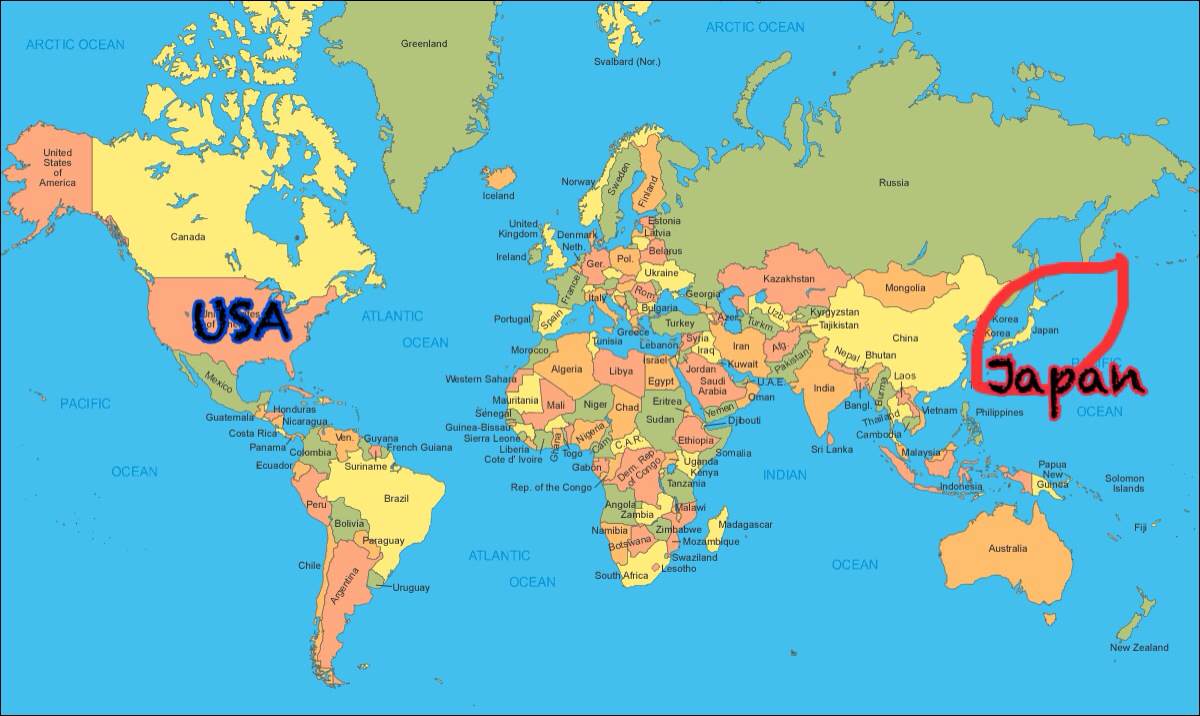 Show Japan On World Map ANONYMOUS AM Photo 