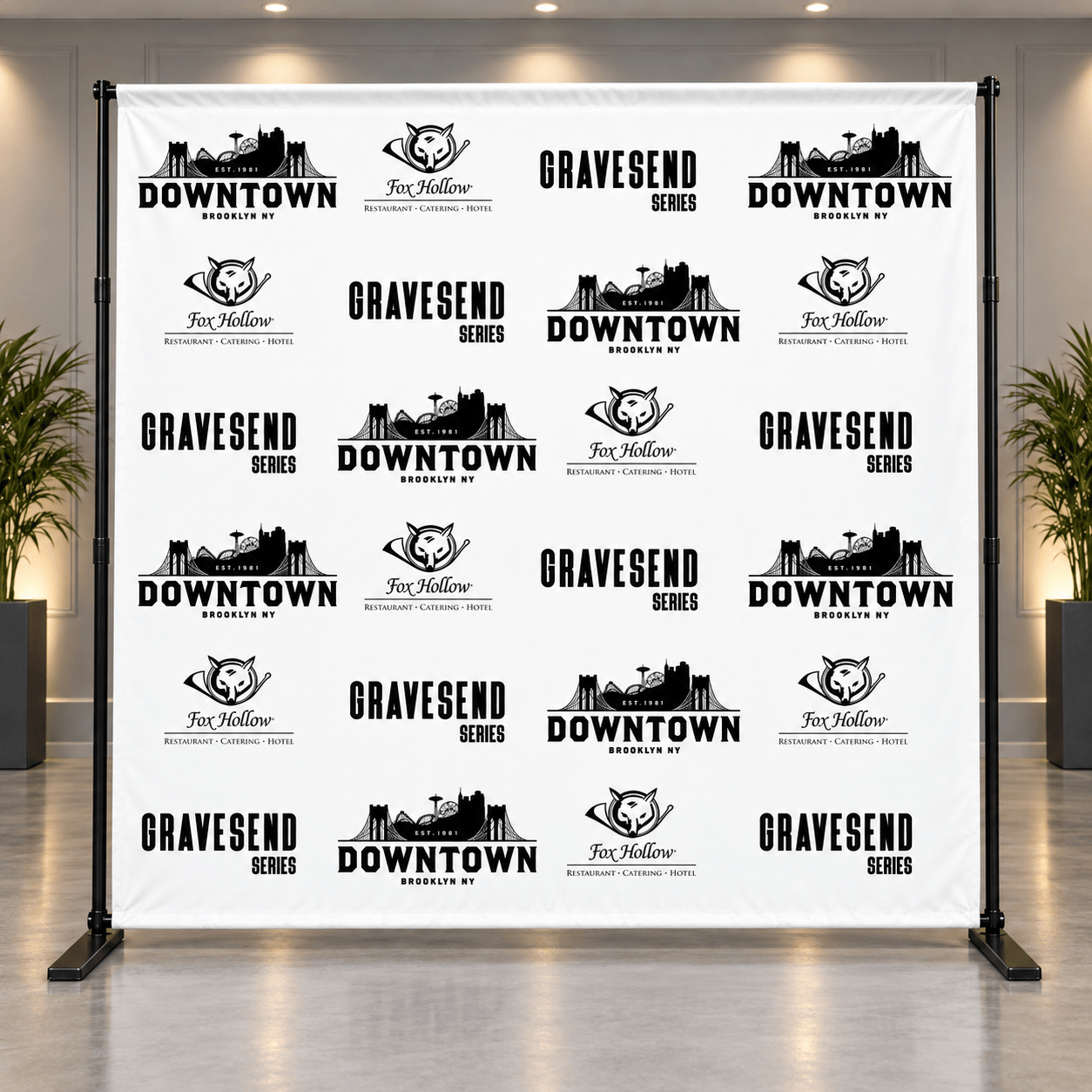 Custom step and repeat banner backdrop printing in Brooklyn NY by Ador Graphics