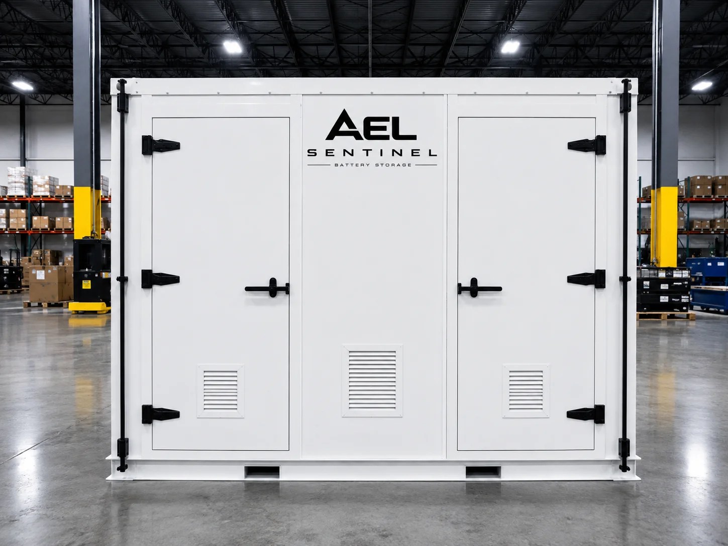 Indoor Sentinel battery storage enclosure in white
