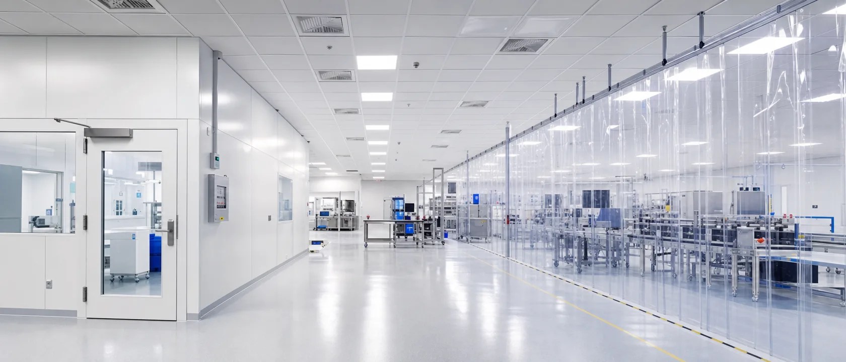 Prefabricated modular cleanroom system inside a production facility