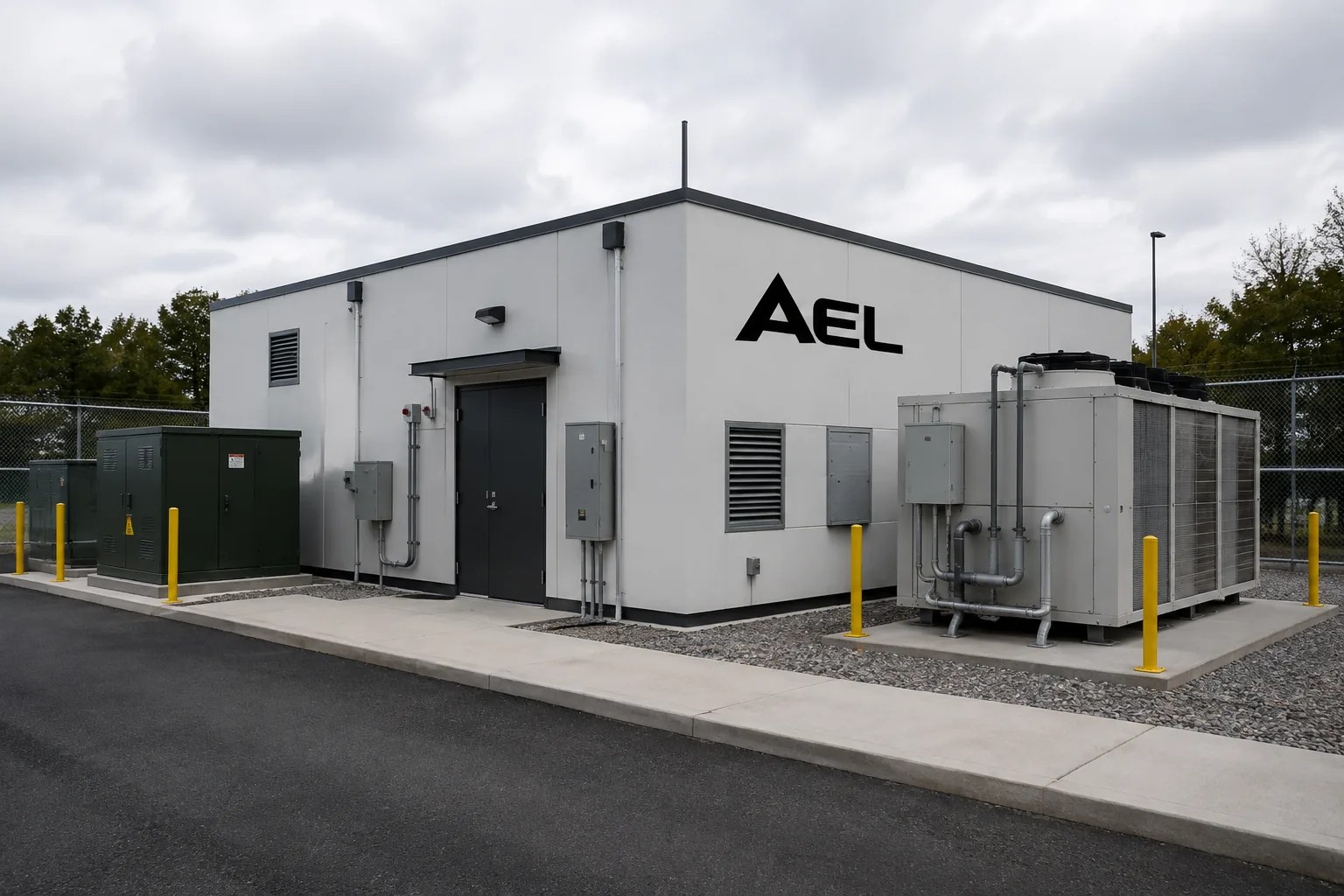 AEL Category One modular data center building with exterior cooling equipment