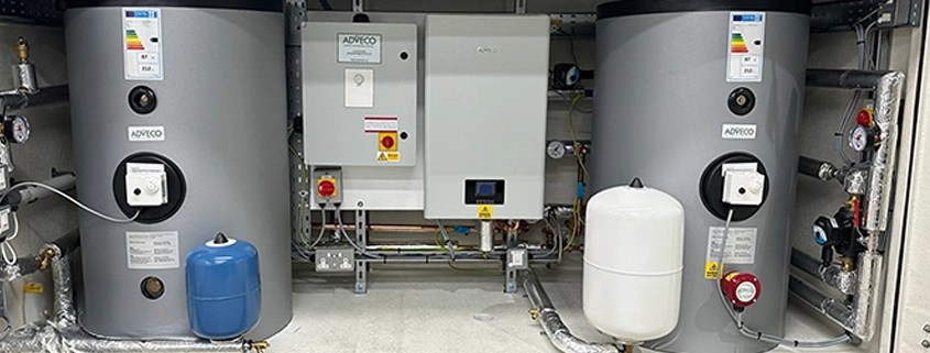 OSCS packaged water heating plant room for commercial properties
