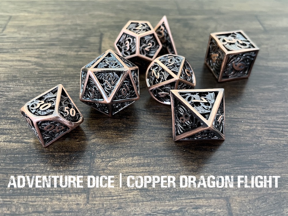Copper Dragon Flight hollow metal dice set Adventure Dice