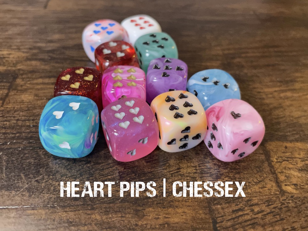 Chessex Mixed Heart Pips d6 dice set – Adventure Dice®