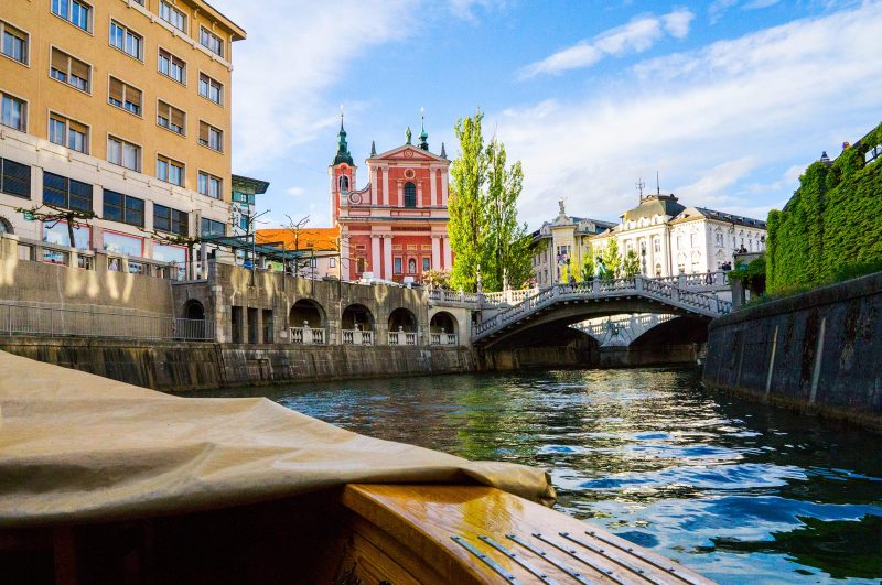 Ljubljana From the Ljubljanica River in Slovenia