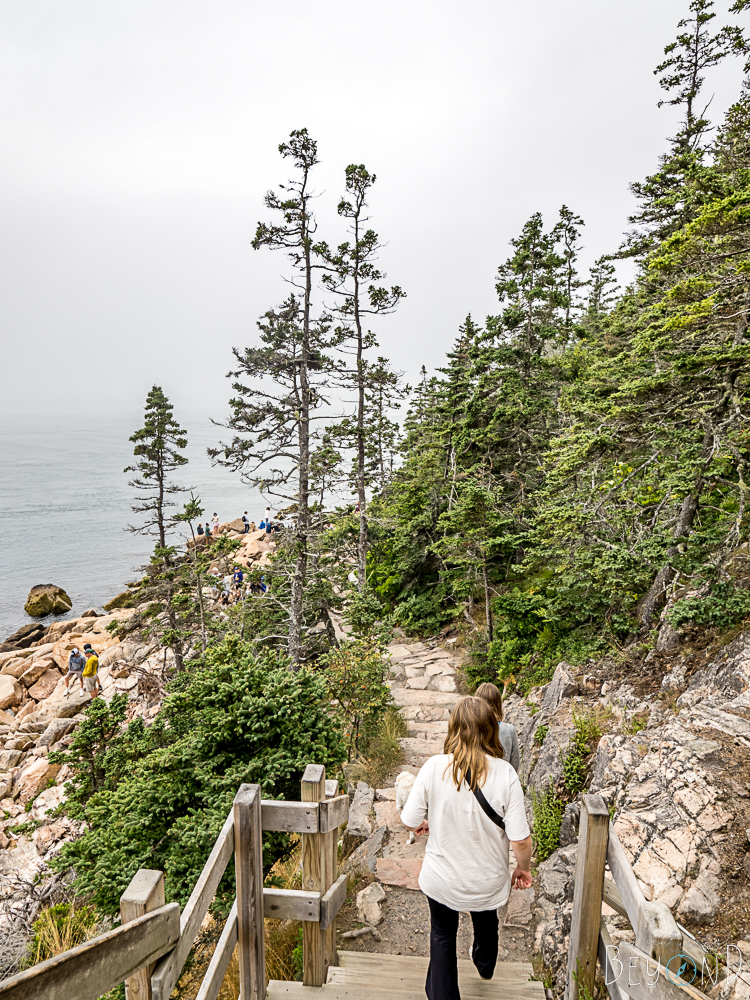 Stairs to lower viewing area of Bass Harbor Head Lighthouse