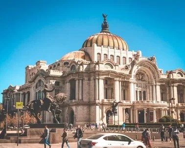 The iconic Palace of Fine Arts building in Mexico City