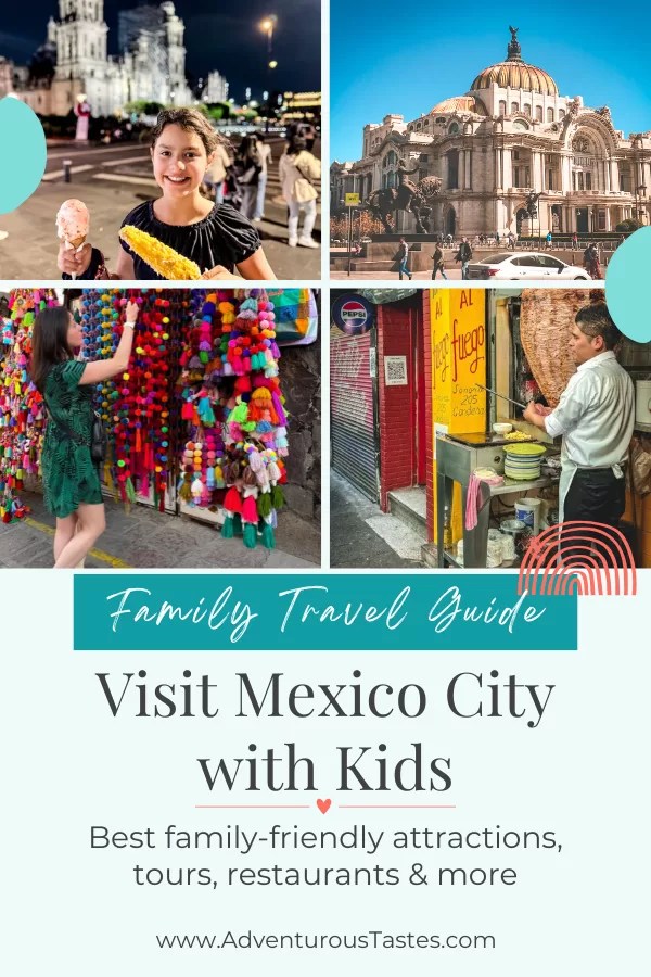 Family Travel Guide | Visit Mexico City with Kids from AdventurousTastes.com

4 images of smiling girl eating elote and ice cream in Mexico City, the centro historico, a woman shopping for brightly colored crafts and a man carving meat for tacos in Mexico City
