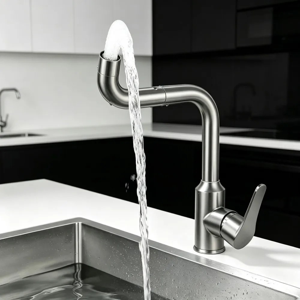 High-End Rotatable Kitchen Faucet 720° Horizontal Installation with Ball Bearings for Kitchen And Luxury Bathroom Sinks