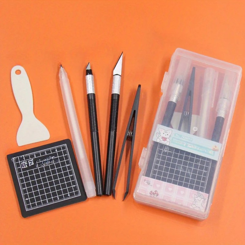 DIY Art Craft Tool Set with Cutting Mat & Sculpting Tools, Multi-Functional Creative Kit with Clear Storage Box for Handmade Pro