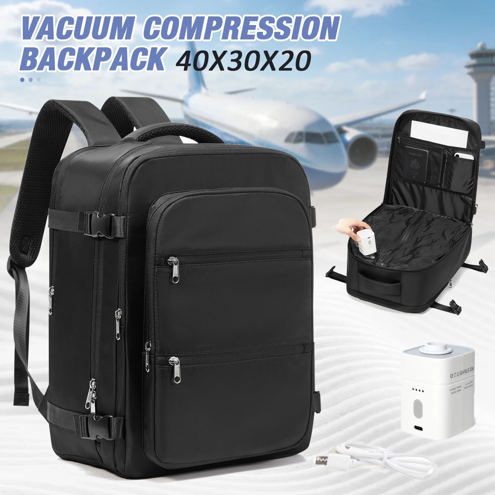 EeasyJet Ryanair 40x30x20 Rucksack, Vakuum-Kompressionsrucksack, Herrenrucksack, Kabinen-Flugtasche, Wizzair Handgepäck-Laptoptasche EeasyJet Ryanair 40x30x20 Rucksack, Vakuum-Kompressionsrucksack, Herrenrucksack, Kabinen-Flugtasche, Wizzair Handgepäck-Laptoptasche