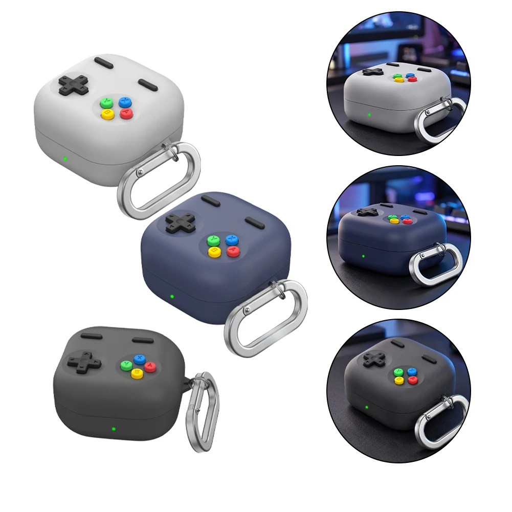 Silikon-Schutzhülle für Samsung Galaxy Buds 4 Pro Kopfhörer mit Karabinerhaken, Gaming-Zubehör, Dunkel Silikon-Schutzhülle für Samsung Galaxy Buds 4 Pro Kopfhörer mit Karabinerhaken, Gaming-Zubehör, Dunkel