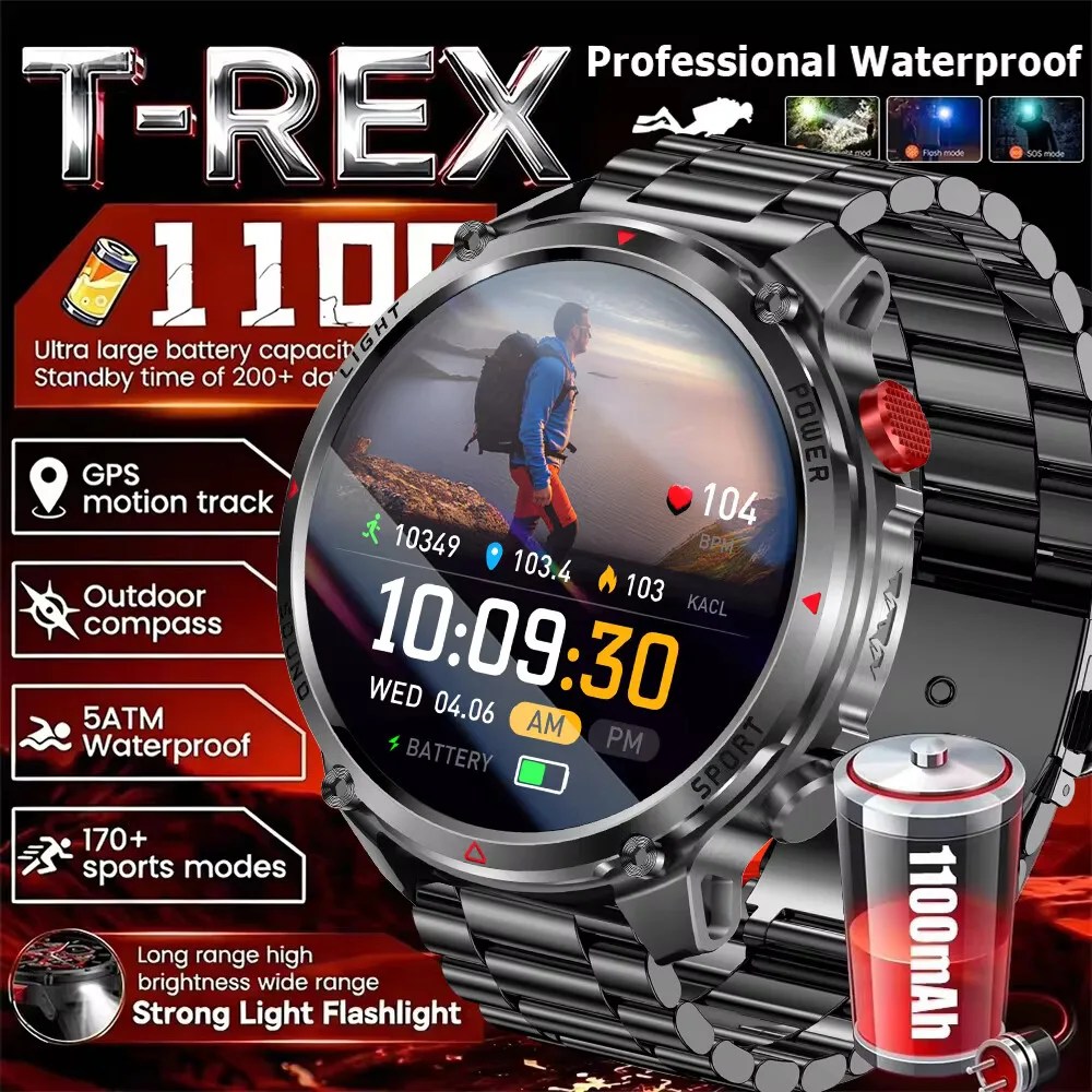 Novo Relógio Inteligente T-Rex3 Ultra 2026 com Bateria de Super Capacidade de 1100mAh para Homens Adultos, Tela Grande de 1.7 Novo Relógio Inteligente T-Rex3 Ultra 2026 com Bateria de Super Capacidade de 1100mAh para Homens Adultos, Tela Grande de 1.7