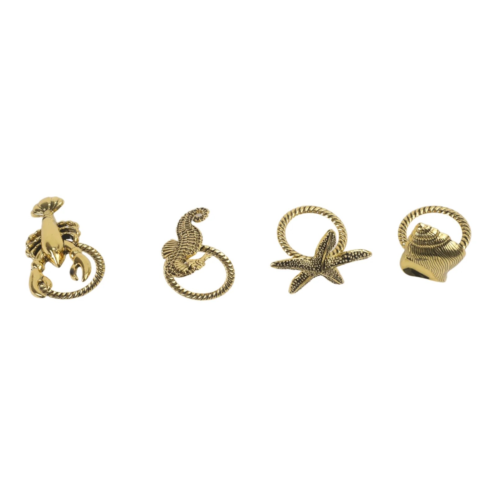 Set di 4 Anelli Portatovaglioli in Metallo Argentato a Tema Costiero con Design a Aragosta per Decorazione Tavola da Pranzo Set di 4 Anelli Portatovaglioli in Metallo Argentato a Tema Costiero con Design a Aragosta per Decorazione Tavola da Pranzo