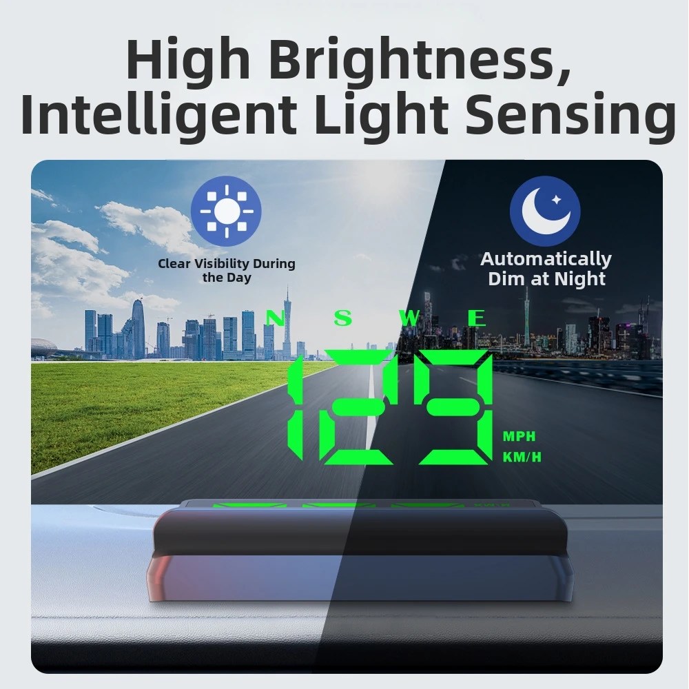 HUD Head Up Display GPS Digital Speedometer with Automatic Brightness Adjustment and RPM Display for Cars Trucks and Motorcycles