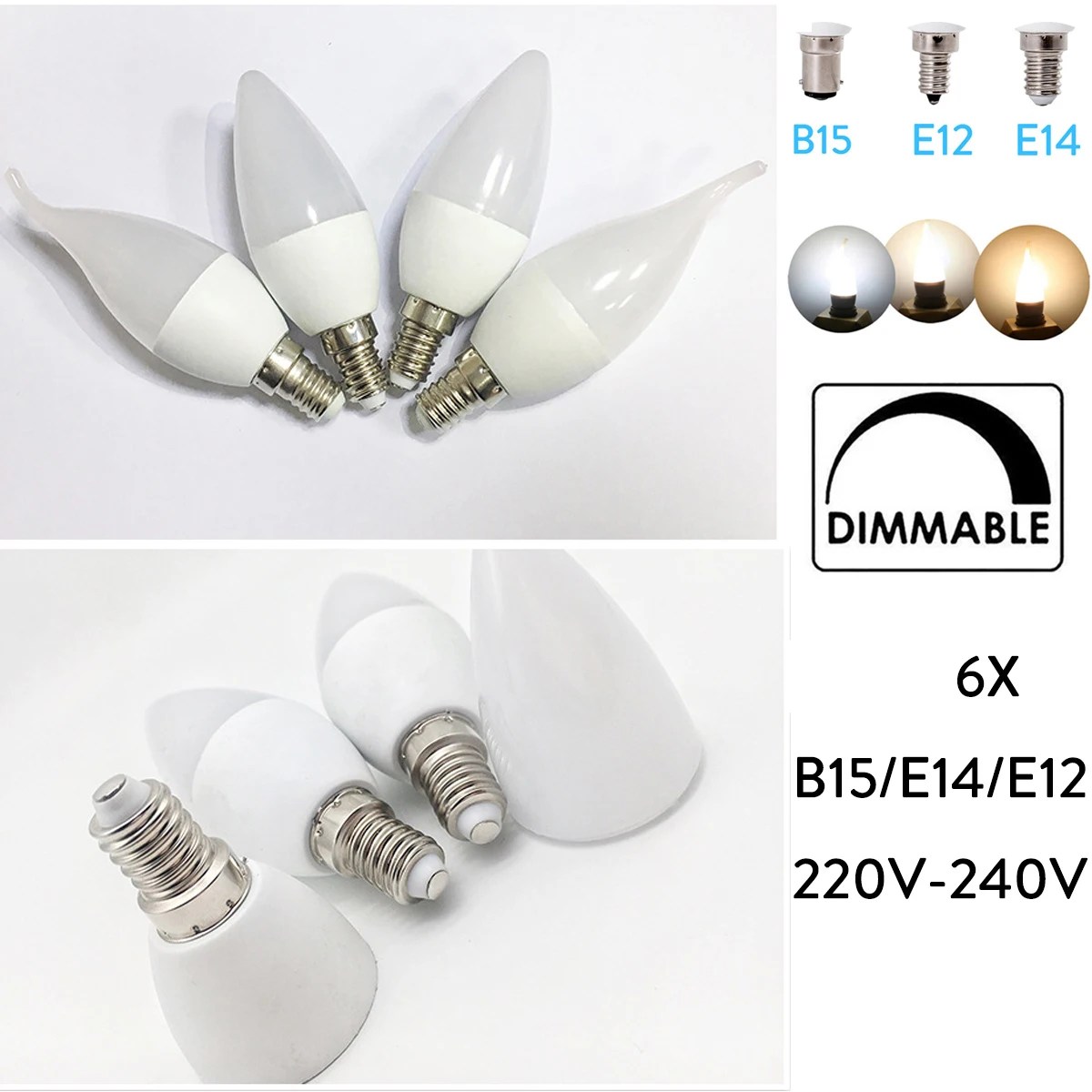 6X נורת נר LED ניתנת לכיוון E14 5w נורות אור 220v תאורה 3000k 4500k 6000k נורות דקורטיביות למפה קטנה / מסמר אנרגיה / חיסכון באנרגיה 6X נורת נר LED ניתנת לכיוון E14 5w נורות אור 220v תאורה 3000k 4500k 6000k נורות דקורטיביות למפה קטנה / מסמר אנרגיה / חיסכון באנרגיה