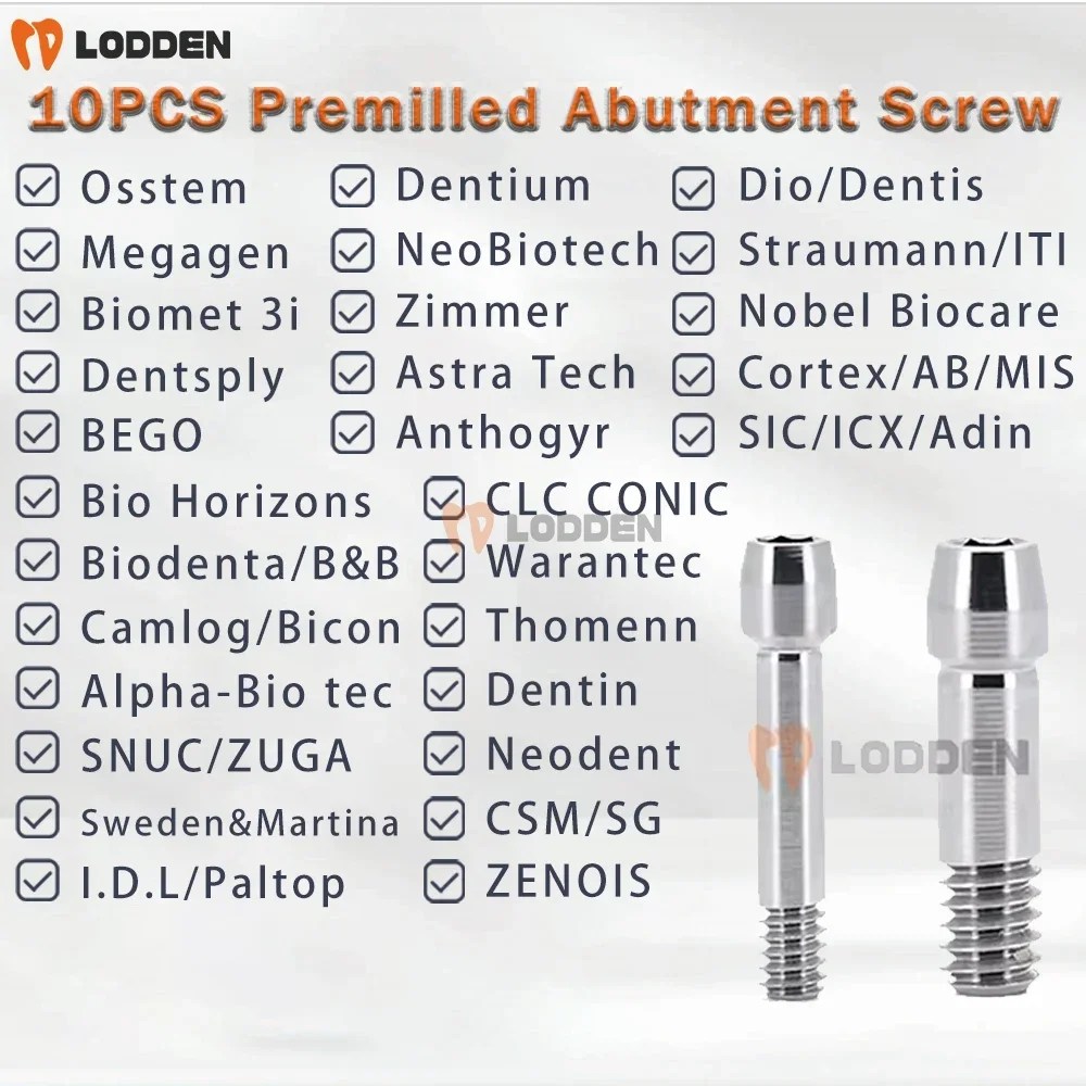 10 Stück Dental-Abutment-Schrauben für Osstem/Dentium/Megagen/DIO/NeoBiotech/Straumann/Nobel/Zimmer/Bio Horizons/Astra 10 Stück Dental-Abutment-Schrauben für Osstem/Dentium/Megagen/DIO/NeoBiotech/Straumann/Nobel/Zimmer/Bio Horizons/Astra