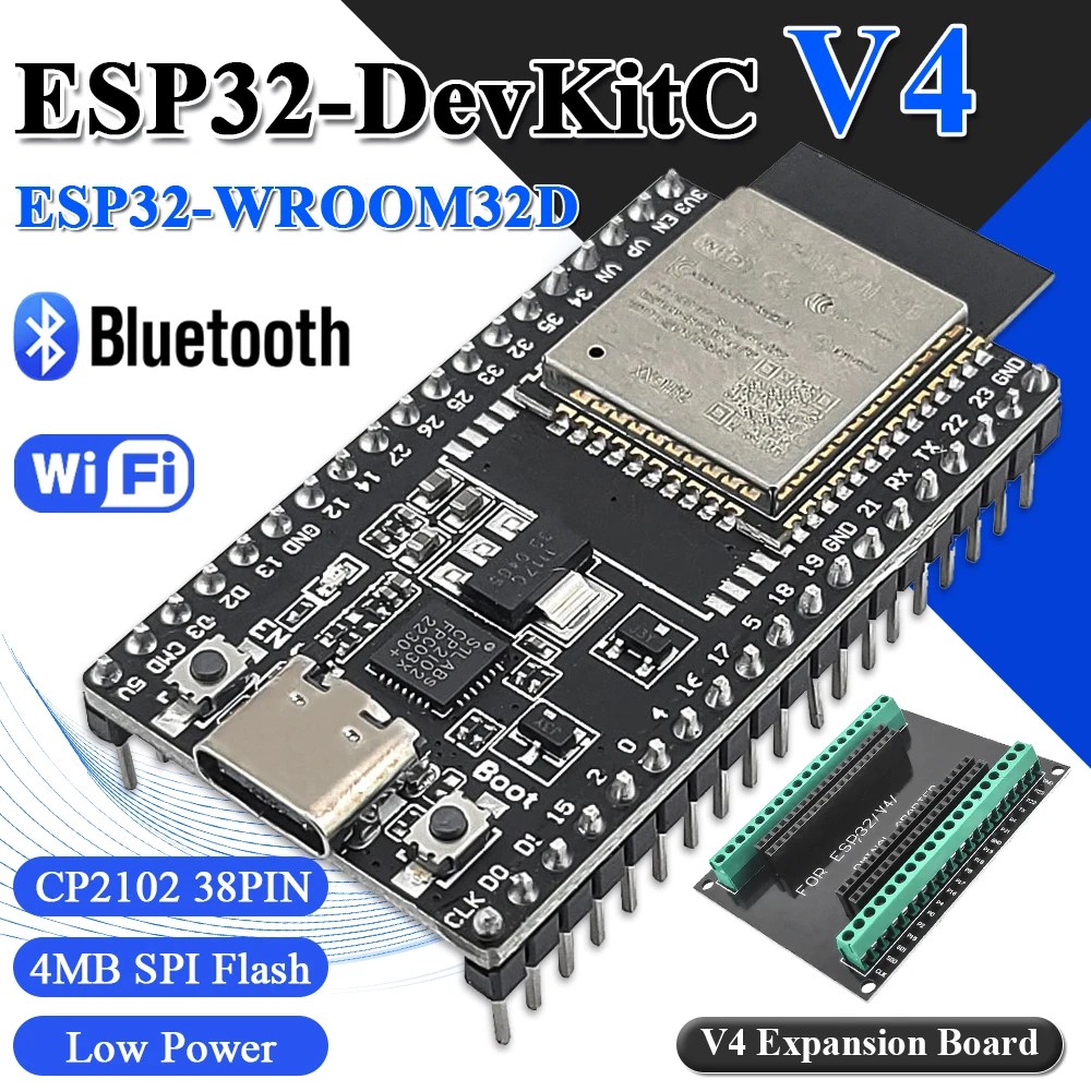 ESP-32 Development Board with GPIO Expansion Board Kit ESP32-32D CP2102 ESP32-DevKitC BT Wifi Module USB Type-C 38PIN