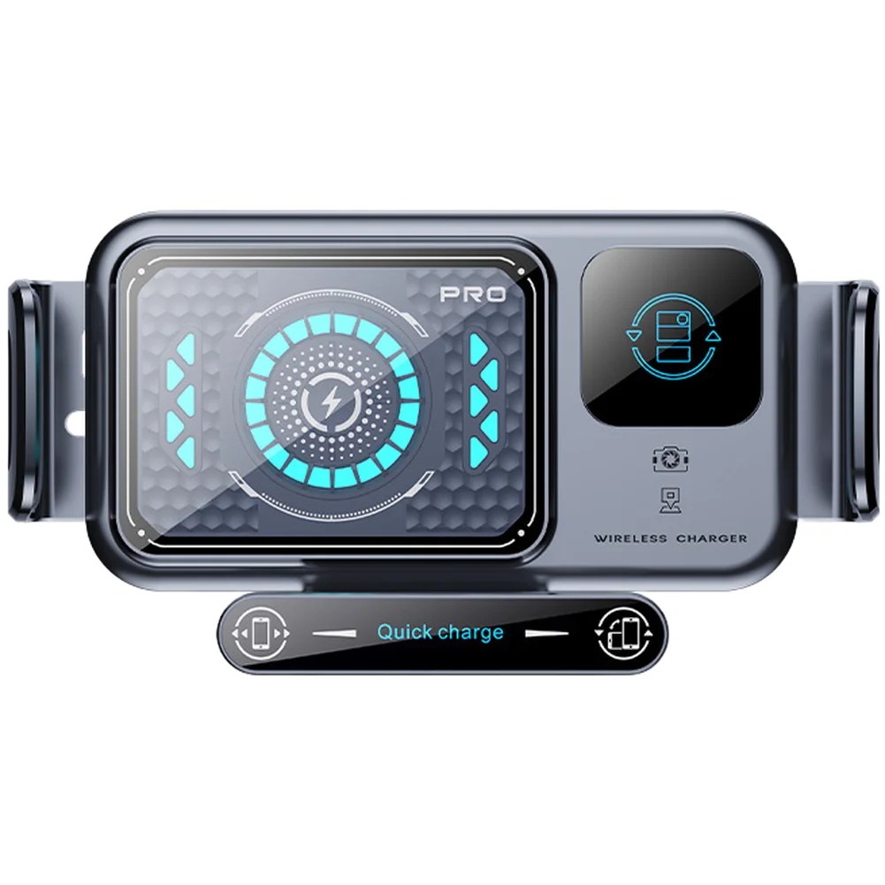 Fast Wireless Charging Car Phone Holder with Auto Clamping Gravity Sensor Multipurpose Fit for Multiple Car Types